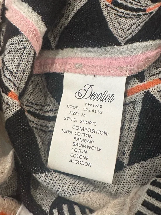 Devotion TWINS Black White Pink & Orange Geometric Shorts size M - Picture 4 of 5